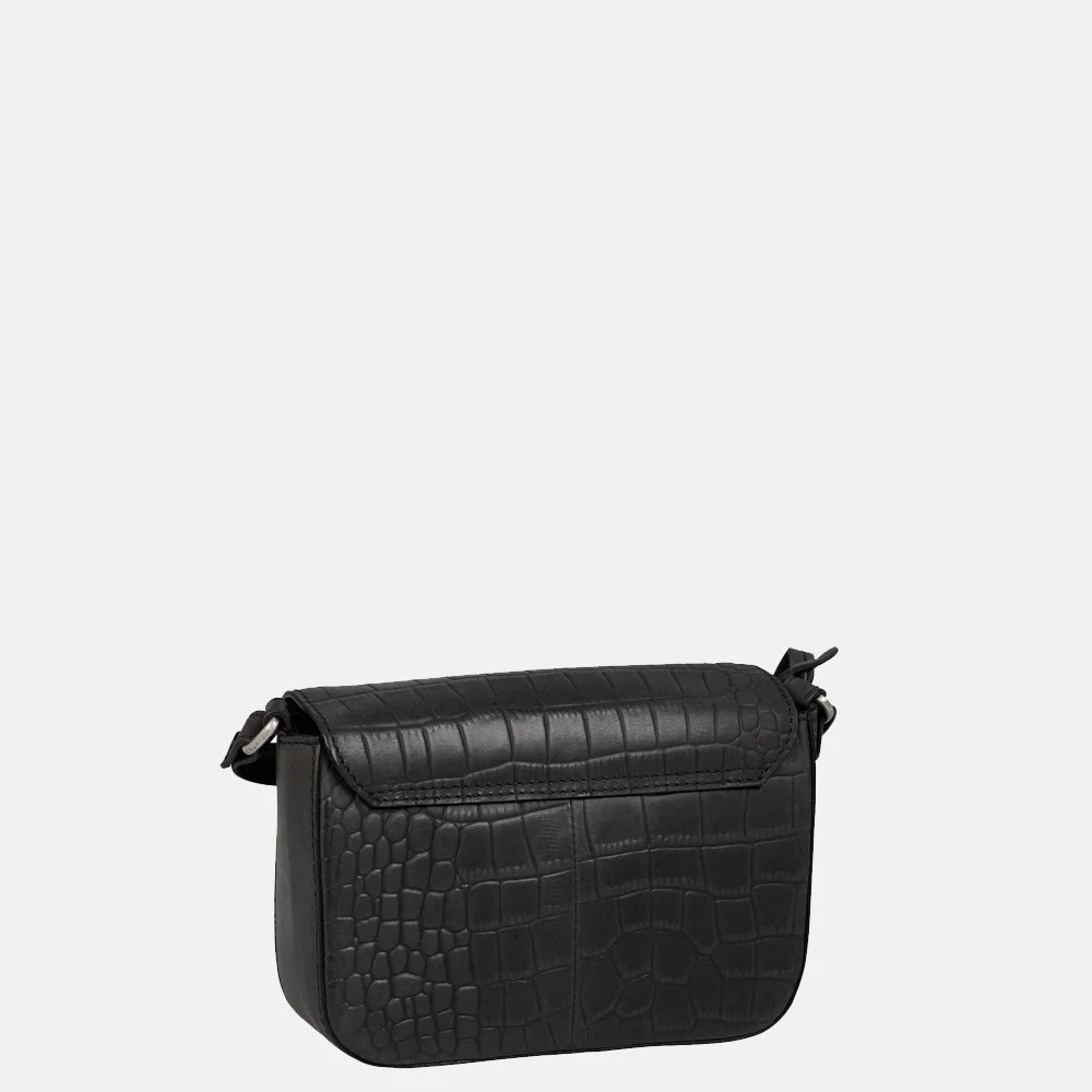 Burkely Casual Cayla Croco crossbody tas small zwart bij Duifhuizen